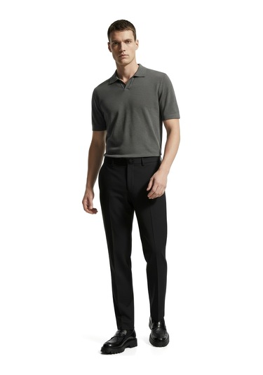 Düz Kumaş Slim Fit Klasik Erkek Pantolon Rafael Siyah