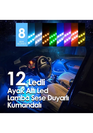 Ayak Altı 12 Ledli Lamba Sese Duyarlı Led Müziğe Duyarlı Led