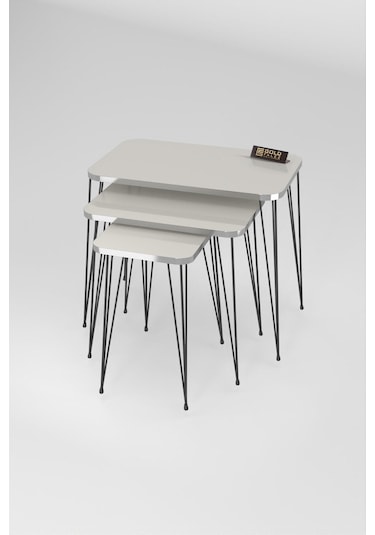 Zigon Sehpa Kr Gümüş Krem Tel Siyah Ayak Krem