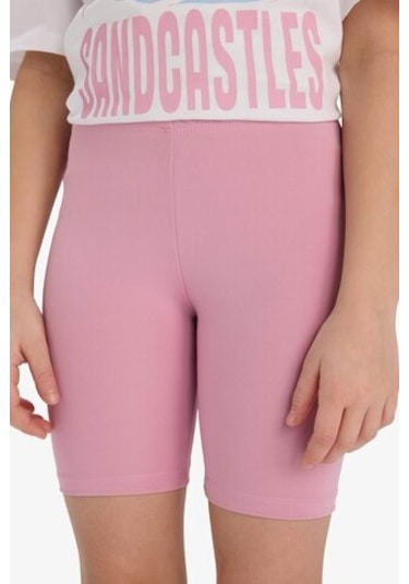 DeFacto Kız Çocuk 2'li Takım Baskılı Kısa Kollu Tişört Biker Tayt E5694A825HSPN454 Pembe