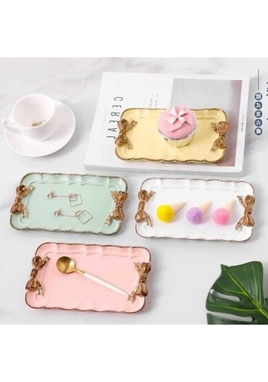 Tongxida Bosphorusboutique Tepsisi Tatlı Tabak, Beyaz, Küçük Küçük Kek İs Havlu, Dikdörtgen Tabak Sones Sevimli Saklama Mücev Beyaz