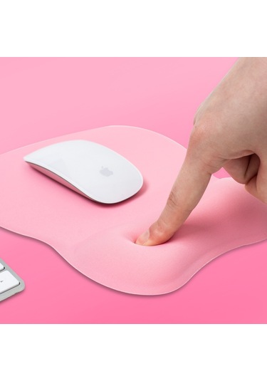 Ergonomik Bilek Desteğine Sahip Pembe Mouse Pad, Hafızalı Mouse Pad