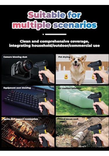 Kana Vıolent Fan Hava Üfleyici/taşınabilir Turbo Fan, 10000 Mah Pc Ev Araba Temizleme İçin