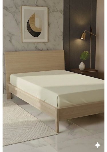 %100 Pamuk Ranforce Premium Tek Kişilik Çarşaf - Krem Krem