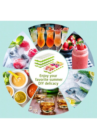 Kosona 4'lü Silikon Buz Kübü Tepsisi, Kapatıcı Kapağı İle Hızlı Buz Yapımı, Dıy Yaz Soğuklukları Çok Renkli