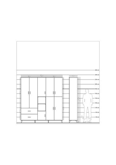 Hyperion Dolap 12 Raflı 2 Çekmeceli Tek Askılı 220x44x243 Aytaşı-antrasit/antrasit Antrasıt/antrasıt