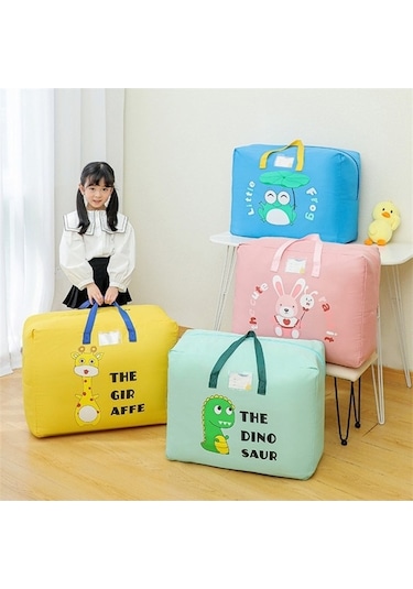 Dancemonkey Cbtx 46x60x26cm Büyük Kapasiteli Çocuk Yorgan Saklama Çantası Oxford Kumaş Pembe 140l