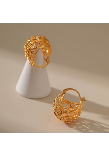 Samdoo 18k Altın Küçük Kafes Desenli Minimalist Küpe - Modern Geometrik Tasarım, Unik Stili Ve Dayanıklılık İle Her Zaman Mükemmel Diğer