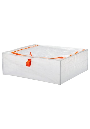 Fermuarlı Hurç 55x49x19 Cm Saklama Düzenleme Kutusu Ikea Beyaz