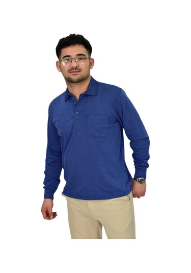 Dynamo Erkek Büyük Beden Mevsimlik Polo Yaka Sweatshirt 1-6830 Bgl-st04415 İndigo