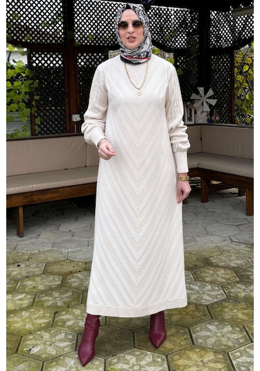 Yağmur Triko Elbise Taş Normal