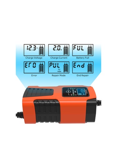 Youmex 6v/12v 3 Aşamalı Akıllı Şarj Cihazı - Lcd Ekranlı Otomatik Araç Akü Şarj Aleti