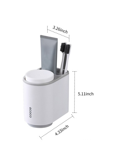 Dianziye Gri Renkli Magneetik Diş Fırçası Tutucu, Delme Yok Kurulum, Ters Yükleme Su Akışı, Geniş Depolama Alanı - 3312 Gri