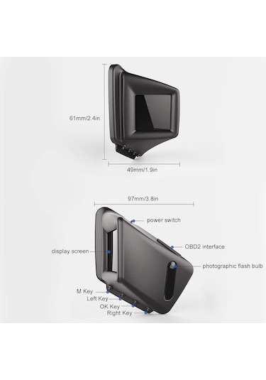 Sanal Gösterge Paneli Hud Head Up Display Obd Sistem Yan Direk Obd