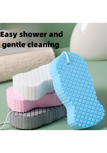 Fochsia Mavi 1/4 Adet Ultra Yumuşak Peeling Banyo Süngeri Yeniden Kullanılabilir Vücut Yıkama Mavi