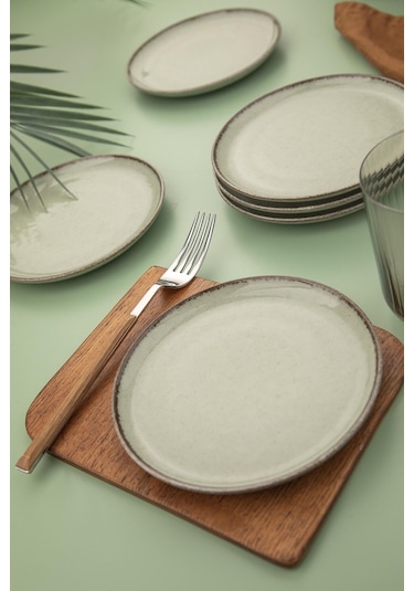 Kütahya Porselen Moderna 6 Parça 15cm Düz Tabak Yeşil 447018