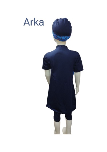 Yarım Kol Çocuk Mayo Fermuarlı Çocuk Mayosu Kısa Kol Mayo Kız Çocuk Mayo Lacivert