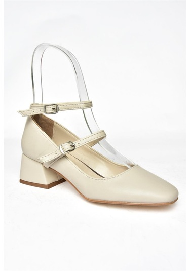 Fox Shoes R654037209 Bej Kalın Topuklu Kadın Ayakkabı Bej
