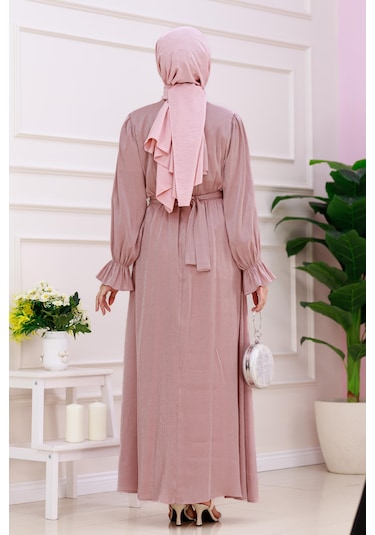 Kolu Volanlı Simli Alya Abiye-gülkurusu-5206