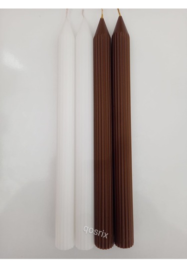 Yılbaşı Özel Serisi 4'lü Kahverengi Beyaz Şamdan Doğal Kokulu