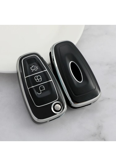 Ford Uyumlu Focus 3 - 3,5 Mondeo Kumanda Kılıfı Siyah Gümüş