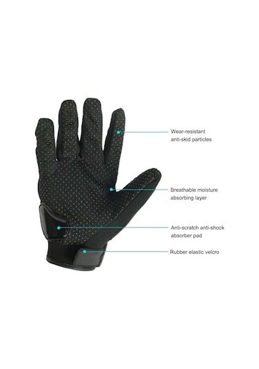 Geeroyoo Erkek Motosiklet Eldiveni - Ayarlanabilir Bilek, Nefes Alabilir, Siyah, M Beden