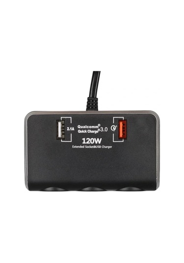 Olesson 1639 12-24v Çift Usb Girişli Hızlı Şarj Destekli 120w 80cm Kablolu Dijital Voltaj Ekranlı 3'