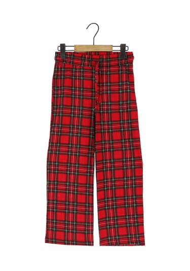 Kız Çocuk Pijama Altı Ekoseli Kırmızı