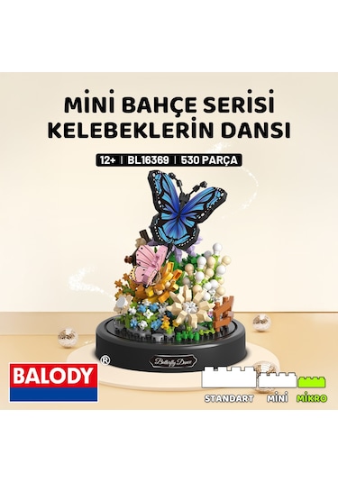 Balody Mini Bahçe Serisi Kelebeklerin Dansı Yapı Bloğu Seti 530 Parça