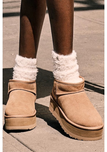 Bot Kadın 1135092 Ugg W Classıc Ultra Mını Platform Sand Kahverengi
