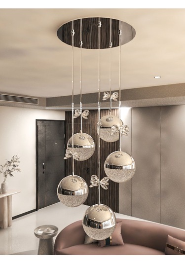 Solis Enerji Tasarruflu Modern Ve Lüks Gümüş 5'li Led Avize