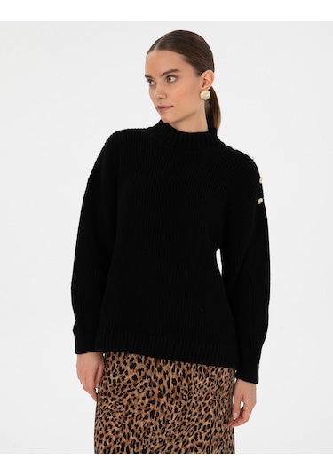 Pierre Cardin Kadın Siyah Kazak /triko 50316342-vr046 Siyah