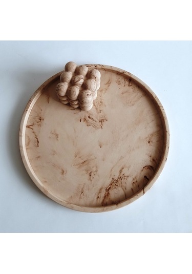 Marble Mermer Desenli Dekoratif Beton Büyük Boy Organizer Tepsi Gri