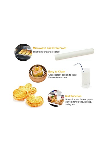 Xindoker 10 Metre Çift Taraflı Silikonlu Pişirme Kağıdı - Fırın, Izgar, Kızartma İçin Anti Yapışkan Yağ Emici Kağıt Rulo Çok Renkli