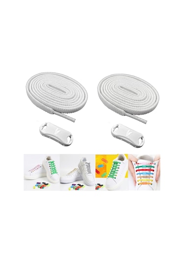 İpekbazaar Takbırak Lastikli Ayakkabı Bağcığı - Beyaz