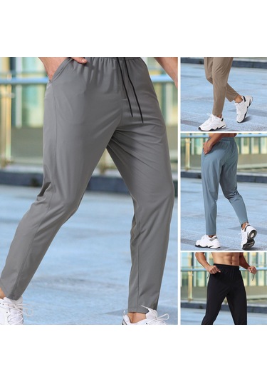 Hombey Erkek Spor Pantolonları - İnce Hacimli Hızlı Kuruyan Kumaş, Esnek Kemerli Bel Ve Yan Cep - Fitness, Koşu, Boksa Uygun Gri