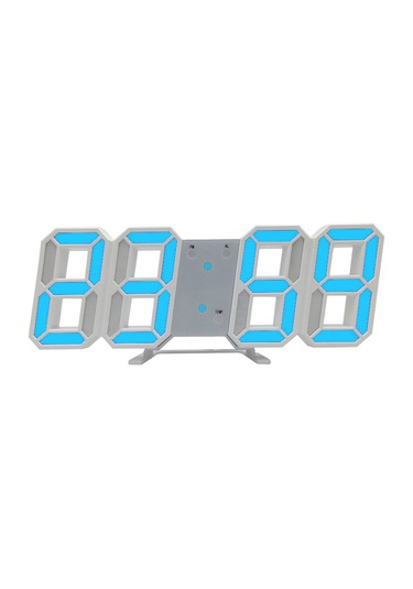 Monyee Beyaz Kasa Mavi Işık 3d Dijital Duvar/sandık Saati, Sıcaklık Göstergeli, Işıklık Ayarlanabilir Led Akıllı Takvim Çok Renkli