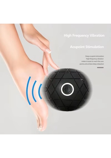 Dm 3d Titreşimli Yoga Topu - Kas Gevşetme, Masaj, Fitness, Şarj Edilebilir Silikon El Topu Siyah Gri Gri - Siyah