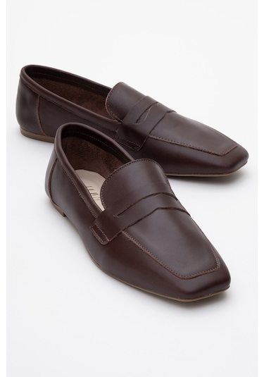 Luvishoes Luvi Shoes Morne Kahverengi Cilt Hakiki Deri Kadın Loafer Ayakkabı Kahverengi Deri