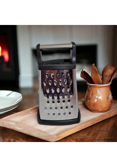 Lüx Saplı 4 Köşe Rende 20 Cm Kutu Rende 3 Fonksiyonlu Kule Rende Peynir Sebze Patates Rende