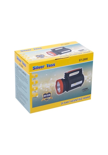 Silver Toss Şarjlı El Feneri 5w+22led St-2886 Siyah