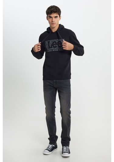 Regular Fit Normal Kesim Kapüşonlu İçi Polarlı Siyah Sweatshirt L242168001 Siyah