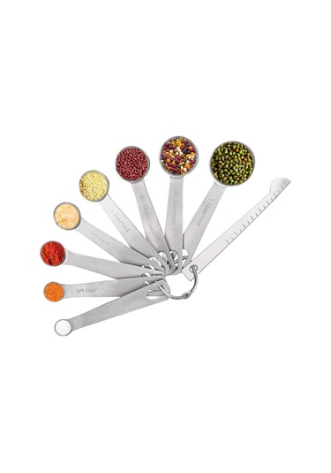 Kuru Ve Sıvı Malzemeleri Ölçmek İçin 9'lu Paslanmaz Çelik Ölçü Kaşıkları Seti