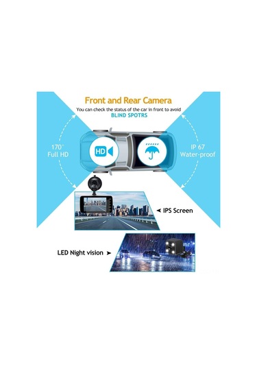 Samdoo Araç Kamerası 1080p Full Hd Gece Görüşlü Geniş Açı Dvr Kayıt Cihazı Hareket Algılama Ve Park Modu