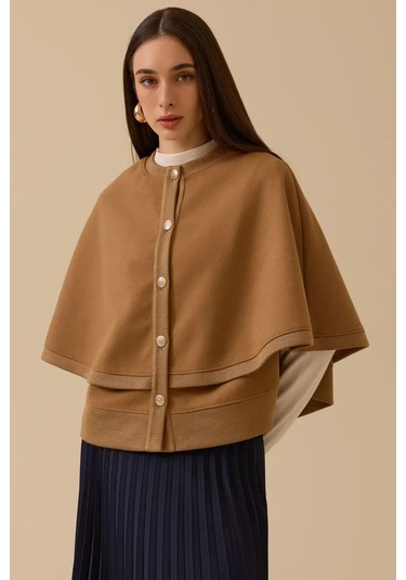 Kadın Katmanlı Kaşe Panço - Camel Camel