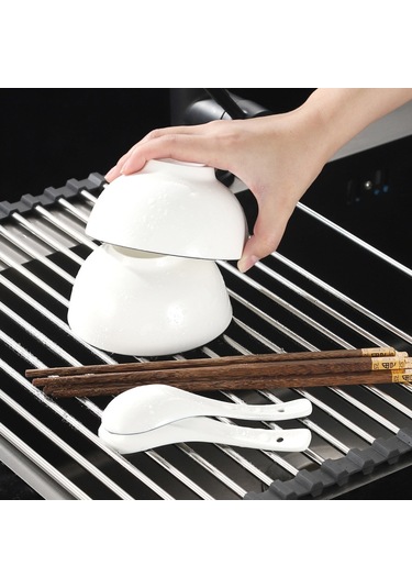 Suofeng 304 Paslanmaz Çelik Drenaj Rafı Lavabo Rafı Katlanır Raf Tabak Sofra Takımı Depolama Rafı Gri / 15 Tüp 47 30cm Hom-sf Gri