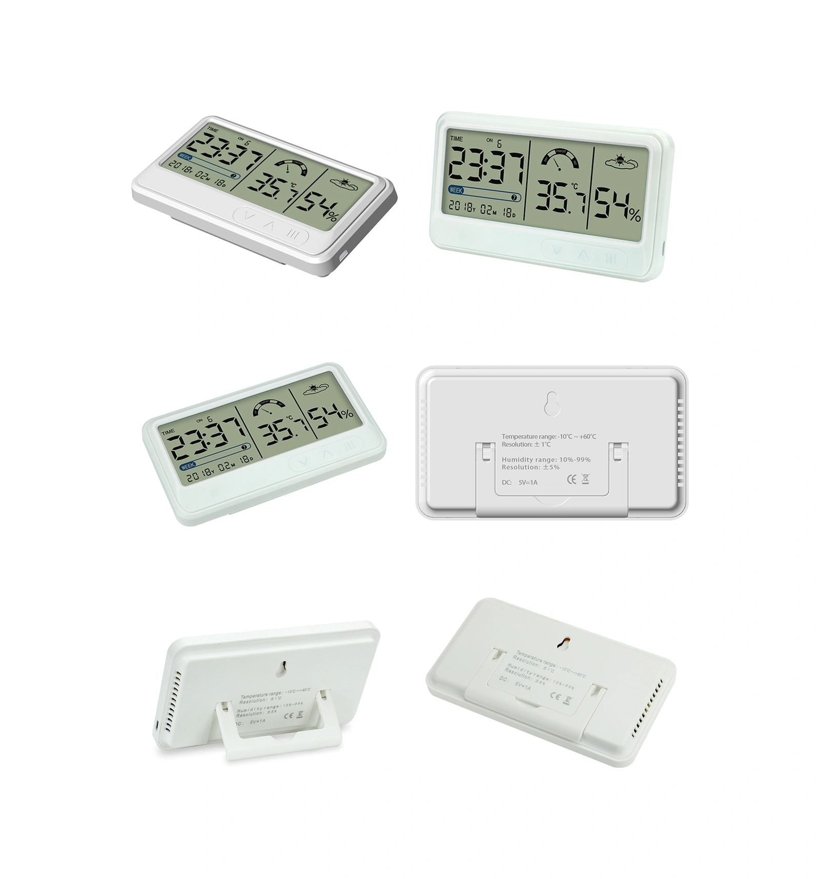 Neevoyu Usb Şarjlı Ev Tipi Lcd Dijital Nem-sıcaklık Ölçer Takvim, Alarm, Masaüstü/duvar Kurulum Beyaz Ys201