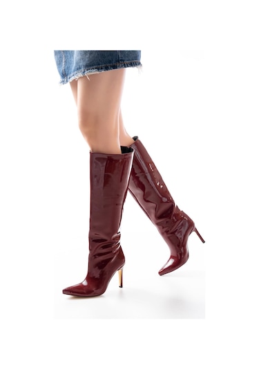 Syt-2004 Bordo Rugan Günlük Bayan Çizme Bordo