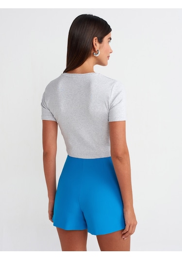 Dilvin Crop T-shirt Gri Melanj