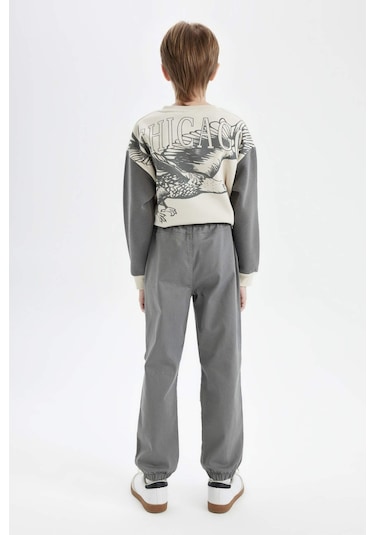 DeFacto Erkek Çocuk Bağcıklı Beli ve Paçası Lastikli Cepli Jogger Gabardin Pantolon C7577A824WNKH401